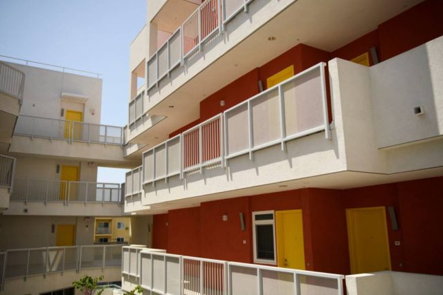 View of the apartment units at the RISE Apartments, an affordable apartment community for homeless veterans and other people experiencing homelessness on May 12, 2021 in Los Angeles. - The $32 million project features 56 studio units for residents along with supportive services. California's Governor Gavin Newsom recently announced a …