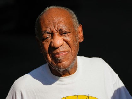File-This June 30, 2021, file photo shows Bill Cosby reacting outside his home in Elkins P