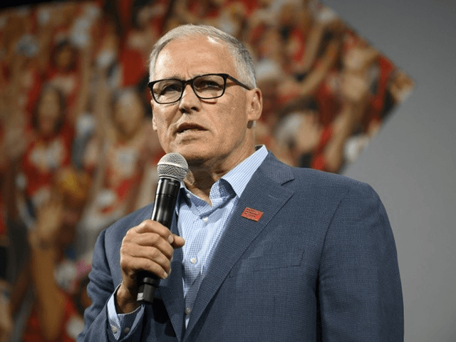 Democratic presidential candidate and Washington Gov. Jay Inslee speaks during a forum on gun safety at the Iowa Events Center on August 10, 2019 in Des Moines, Iowa. The event was hosted by Everytown for Gun Safety. (Photo by Stephen Maturen/Getty Images)