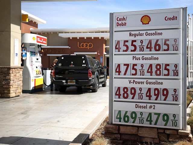 SAN RAFAEL, CALIFORNIA - OCTOBER 05: Gas prices approaching $5 a gallon are displayed in front of a Shell gas station on October 05, 2021 in San Rafael, California. Gas prices in the U.S. are continuing to rise to the highest level since 2014. According to AAA, the national average …