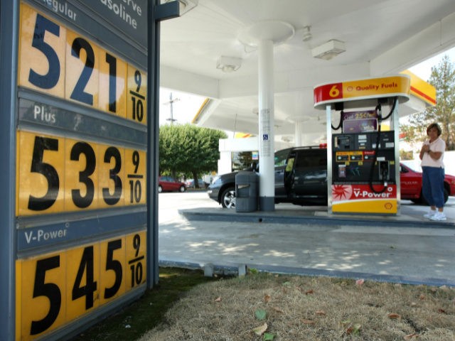 Gasoline prices over $5.00 per gallon are displayed at a Shell station June 23, 2008 in San Mateo, California. Gasoline prices continue to rise as the national average for regular unleaded is at a new record high of $4.10 per gallon. (Photo by Justin Sullivan/Getty Images)