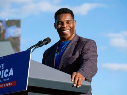 FILE - In this Sept. 25, 2021, file photo Senate candidate Herschel Walker speaks during former President Donald Trump's Save America rally in Perry, Ga. Senate Minority Leader Mitch McConnell on Wednesday, Oct. 27, endorsed Herschel Walker’s Republican primary bid for a Senate seat in Georgia. (AP Photo/Ben Gray, File)