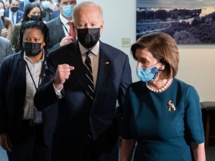 WASHINGTON, DC - OCTOBER 28: (L-R) U.S. President Joe Biden and Speaker of the House Nancy