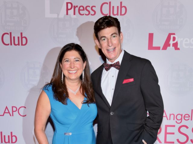 LOS ANGELES, CALIFORNIA - OCTOBER 16: BJ Korros and guest attend the Los Angeles Press Club's 63rd Annual Journalism Awards Dinner at Millennium Biltmore Hotel Los Angeles on October 16, 2021 in Los Angeles, California. (Photo by Robin L Marshall/Getty Images)