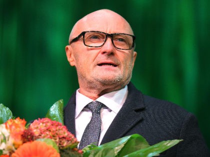 STUTTGART, GERMANY - NOVEMBER 21: Phil Collins is seen on the stage after the Stuttgart Premiere of the musical 'Tarzan' at Stage Apollo Theater on November 21, 2013 in Stuttgart, Germany. (Photo by Thomas Niedermueller/Getty Images)