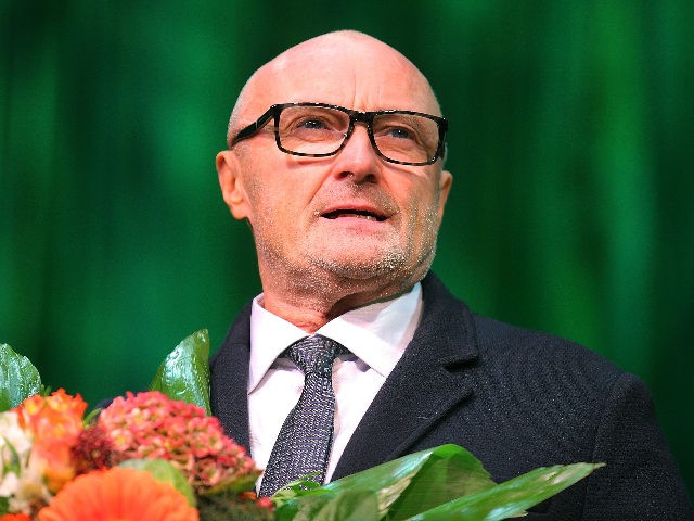 STUTTGART, GERMANY - NOVEMBER 21: Phil Collins is seen on the stage after the Stuttgart Pr