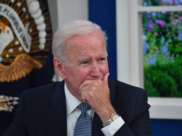 US President Joe Biden speaks during a meeting with business leaders and CEOs on the need