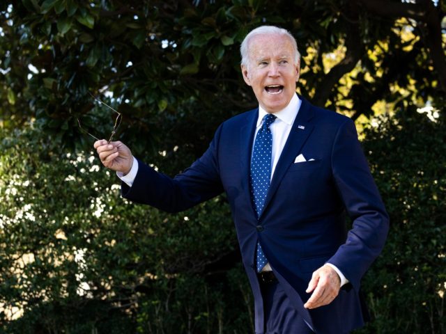 WASHINGTON, DC - OCTOBER 18: President Joe Biden speaks to the media on the passing of former Secretary of State Colin Powell, as he leaves the State and National Teachers of the Year awards ceremony at the White House on October 18, 2021 in Washington, DC. The 2021 teacher of …