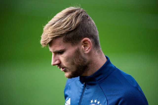 Timo Werner trains with the Germany team in Hamburg on Wednesday