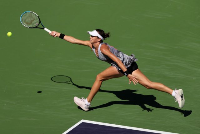 Lean in: Australian Ajla Tomljanovic on the way to a second-round victory over fifth-seede