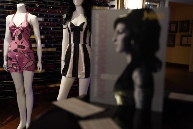 Dresses belonging to Amy Winehouse were displayed at the New York press and public exhibit