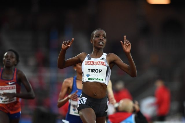 Kenya's Agnes Tirop, pictured after winning in the women's 5000m at the IAAF Diamond Leagu