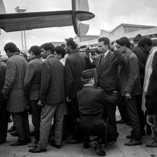 Algerians arrested during the demonstration in Paris on October 17, 1961 are searched bef