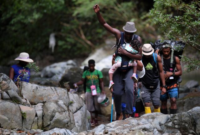 Haitian migrants crossing the jungle of the Darien Gap, from Colombia and headed for Panam