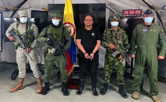The Colombian Army's escort the country's most-wanted drug lord Dairo Antonio Usuga after