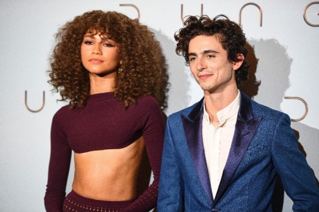 Actors Zendaya and Timothee Chalamet, who star in new sci-fi thriller 'Dune,' are seen Se
