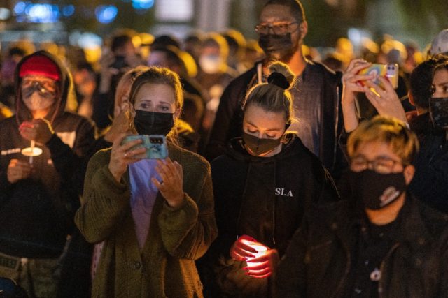 A candlelight vigil in Burbank, California, for cinematographer Halyna Hutchins, who was a