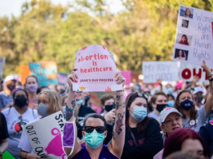 AUSTIN, TX - OCTOBER 02: Demonstrators rally against anti-abortion and voter suppression l