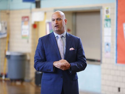 Detroit Public Schools Community District Superintendent Nikolai Vitti talks at Gardner Elementary School in Detroit, Tuesday, Sept. 4, 2018. (AP Photo/Paul Sancya)