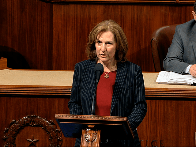 Rep. Kim Schrier, D-Wash., speaks as the House of Representatives debates the articles of