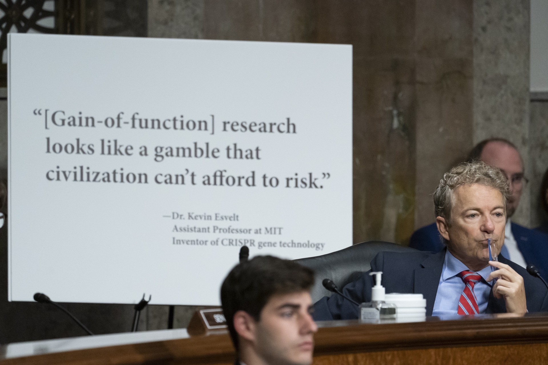 Sen. Rand Paul, R-Ky., listens to a response as he questions Dr. Anthony Fauci, director of the National Institute of Allergy and Infectious Diseases, during a Senate Health, Education, Labor, and Pensions Committee hearing on Capitol Hill, Thursday, Nov. 4, 2021, in Washington. (AP Photo/Alex Brandon)