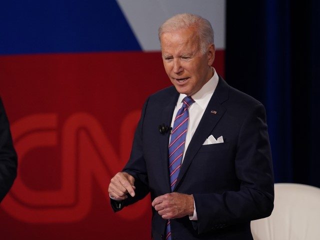 In this Oct. 21, 2021, file photo, President Joe Biden participates in a CNN town hall at