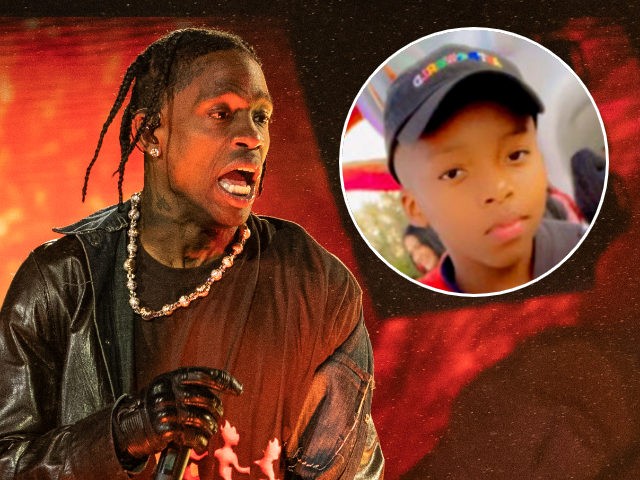 (INSET: Ezra Blount) Travis Scott performs on day one of the Astroworld Music Festival at