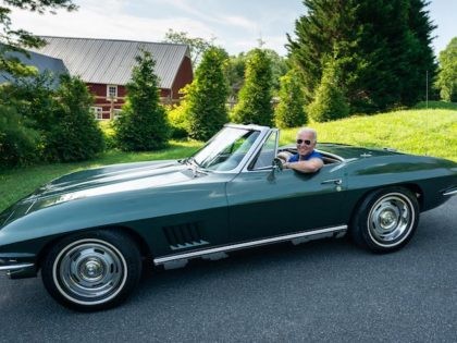 Joe Biden sits in his 1967 Corvette Stingray on July 16, 2020, in Wilmington, Delaware. (Adam Schultz/Biden for President/Flikr)