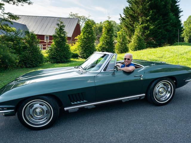 Joe Biden sits in his 1967 Corvette Stingray on July 16, 2020, in Wilmington, Delaware. (Adam Schultz/Biden for President/Flikr)
