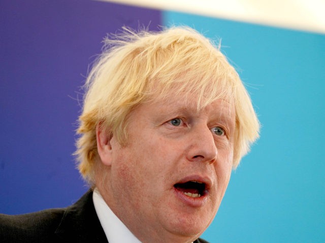 SOUTH SHIELDS, ENGLAND - NOVEMBER 22: Prime Minister Boris Johnson speaks at the Port of T