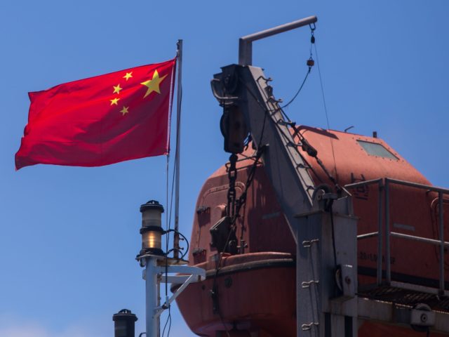 View of the Chinese-flagged ship confiscated by the Ecuadorean Navy in the waters of the G