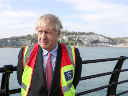 Conservative MP and leadership contender Boris Johnson looks on during a visit to the Port of Dover Ltd. during his Conservative Party leadership campaign tour, in Dover, on the south coast of England on July 11, 2019. - Britain's leadership contest is taking the two contenders on a month-long nationwide …