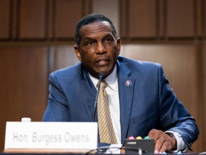 Rep. Burgess Owens, R-UT, speaks during a Senate Judiciary Committee hearing on voting rights on Capitol Hill in Washington,DC on April 20, 2021. (Photo by Bill Clark / POOL / AFP) (Photo by BILL CLARK/POOL/AFP via Getty Images)