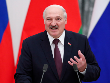 Belarusian President Alexander Lukashenko speaks during a press conference with Russian President following their talks at the Kremlin in Moscow on September 9, 2021. (Photo by SHAMIL ZHUMATOV / POOL / AFP) (Photo by SHAMIL ZHUMATOV/POOL/AFP via Getty Images)