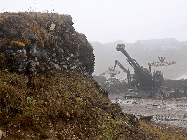 A Bofors gun is positioned near a bunker at Penga Teng Tso ahead of Tawang, near the Line