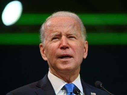 GLASGOW, SCOTLAND - NOVEMBER 02: U.S. President Joe Biden speaks during an Action on Forests and Land Use event on day three of COP26 at SECC on November 2, 2021 in Glasgow, United Kingdom. 2021 sees the 26th United Nations Climate Change Conference. The conference will run from 31 October …