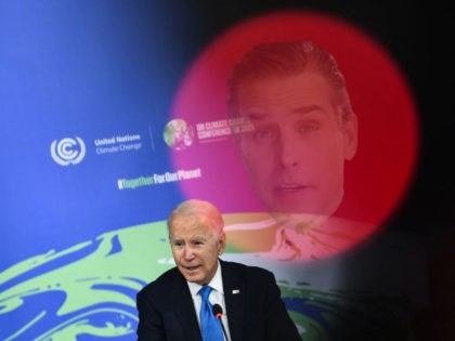 (SUPERIMPOSED ELEMENT: Hunter Biden) US President Joe Biden speaks during a meeting on "the Build Back Better World (B3W)", as part of the World Leaders' Summit of the COP26 UN Climate Change Conference in Glasgow, Scotland, on November 2, 2021. - World leaders meeting at the COP26 climate summit in …
