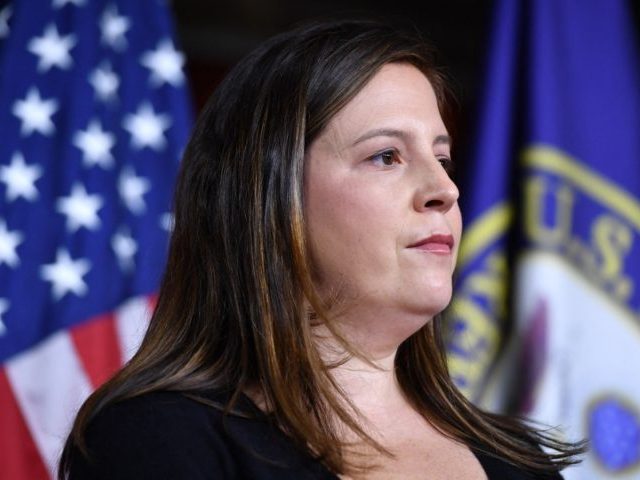 US Republican Representative Elise Stefanik, listens during a press conference in the US C