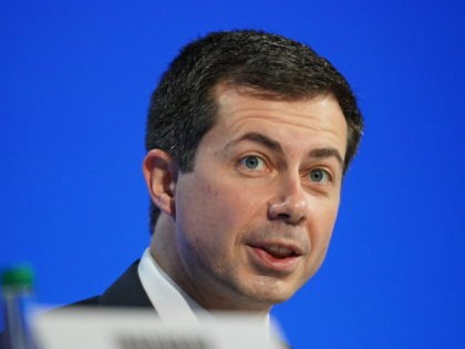 GLASGOW, SCOTLAND - NOVEMBER 10: Pete Buttigieg, U.S. Secretary of Transportation, speaks about the Clydebank Declaration on zero emmissions in shipping on day ten of the COP26 at SECC on November 10, 2021 in Glasgow, Scotland. Day eleven of the 2021 climate summit in Glasgow will focus on driving the …
