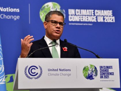 Britain's President for COP26 Alok Sharma speaks at a press conference at the close o