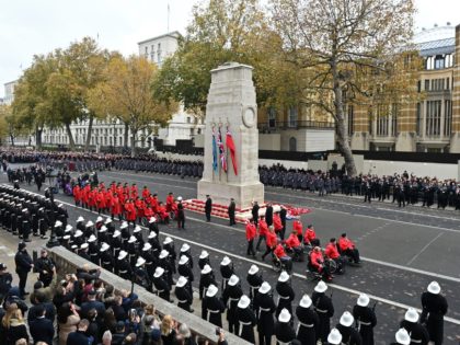 Veterans march along Whitehall during the Remembrance Sunday ceremony at the Cenotaph on Whitehall in central London, on November 14, 2021. - Remembrance Sunday is an annual commemoration held on the closest Sunday to Armistice Day, November 11, the anniversary of the end of the First World War and services …