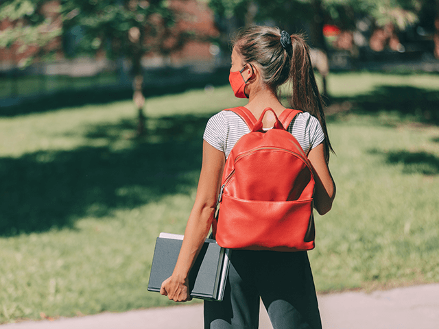 girl with backpack