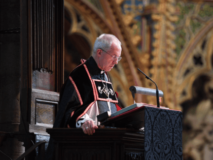 LONDON, ENGLAND - NOVEMBER 11: Archbishop of Canterbury Justin Welby speaks during a service to mark Armistice Day and the centenary of the burial of the unknown warrior at Westminster Abbey on November 11, 2020 in London, England. (Photo by Jeremy Selwyn-WPA Pool/Getty Images)