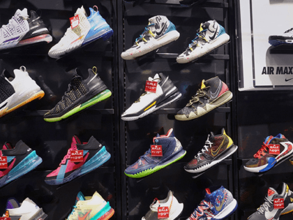 Athletic footwear is offered for sale at a Foot Locker store on August 02, 2021 in Chicago, Illinois.