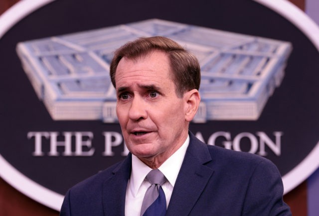 ARLINGTON, VIRGINIA - SEPTEMBER 02: Pentagon Press Secretary John Kirby speaks during a press briefing at the Pentagon on September 02, 2021 in Arlington, Virginia. Kirby updated the media on the transition of Afghan evacuees into the United States as well as the Department of Defense's assistance with Hurricane Ida. …