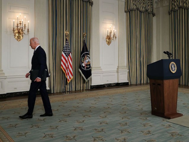 U.S. President Joe Biden walks away from the lectern after delivering remarks September 0