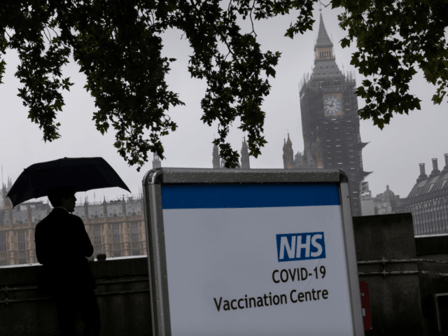 LONDON, UNITED KINGDOM - SEPTEMBER 13: A Covid-19 vaccination centre sign stands at St Tho