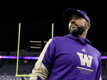 Head coach Jimmy Lake of the Washington Huskies looks on after losing to Oregon Ducks 26-16 at Husky Stadium on November 06, 2021 in Seattle, Washington. (Photo by Steph Chambers/Getty Images)
