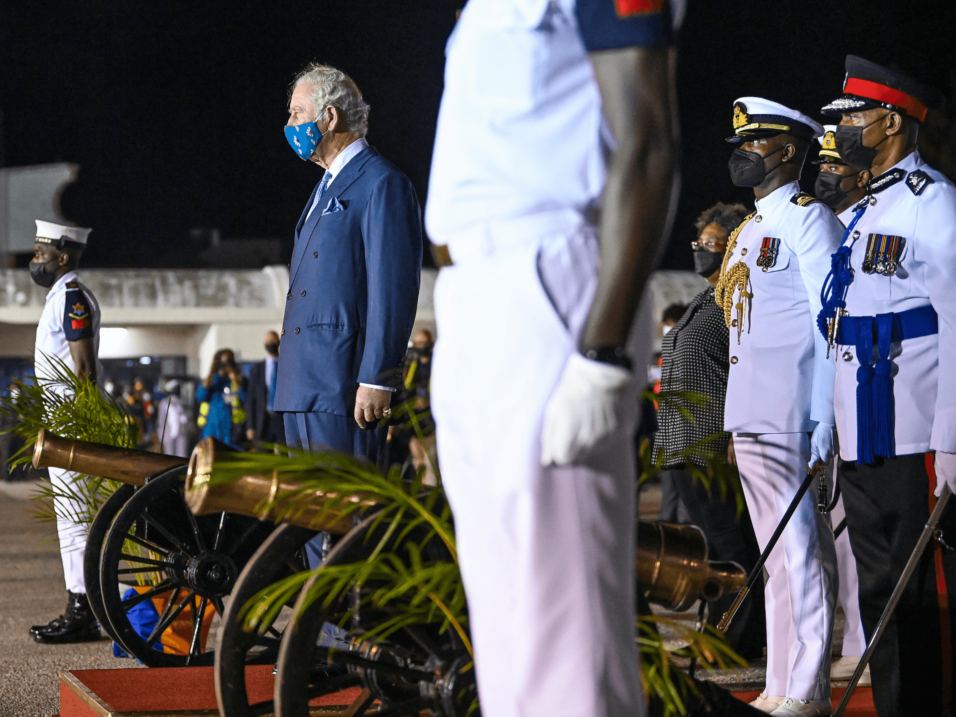 BRIDGETOWN, BARBADOS - NOVEMBER 28: Prince Charles, Prince of Wales arrives at Bridgetown Airport on November 28, 2021 in Bridgetown, Barbados. The Prince of Wales arrived in the country ahead of its transition to a republic within the Commonwealth. This week, it formally removes Queen Elizabeth as its head of state and the current governor-general, Dame Sandra Mason, will be sworn in as president. (Photo by Jeff J Mitchell/Getty Images)