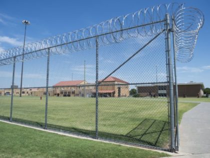 The prison yard at the El Reno Federal Correctional Institution in El Reno, Oklahoma, July 16, 2015, is seen during a visit by US President Barack Obama. Obama is the first sitting US President to visit a federal prison, in a push to reform one of the most expensive and …